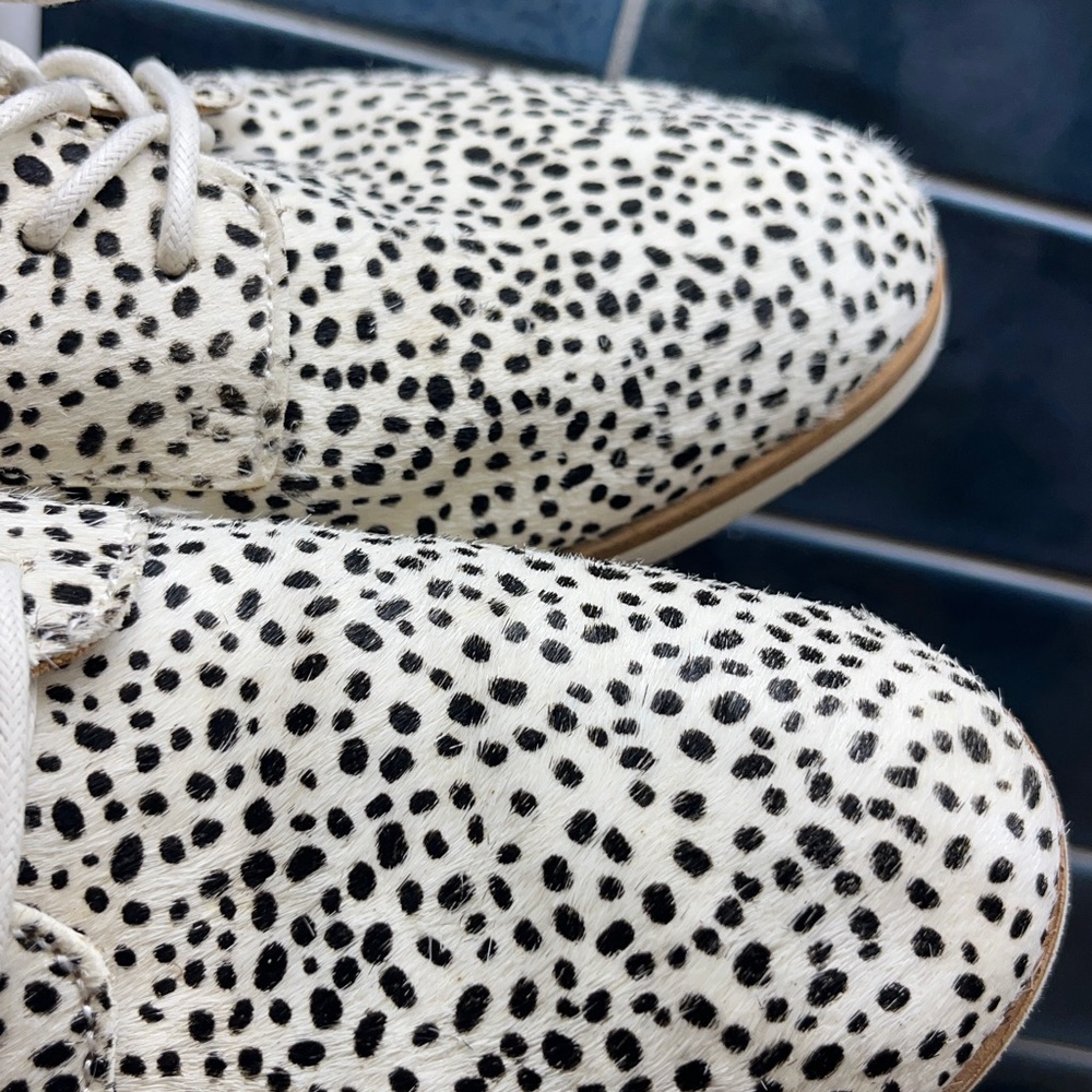 Rollie Australia Pony Hair -Snow Leopard Derby Leather Flats - Picture 6 of 16